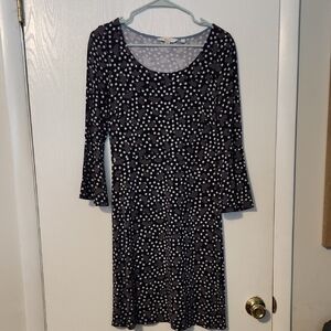 Boden Navy and White Floral Long Sleeve Dress